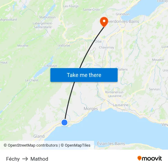 Féchy to Mathod map
