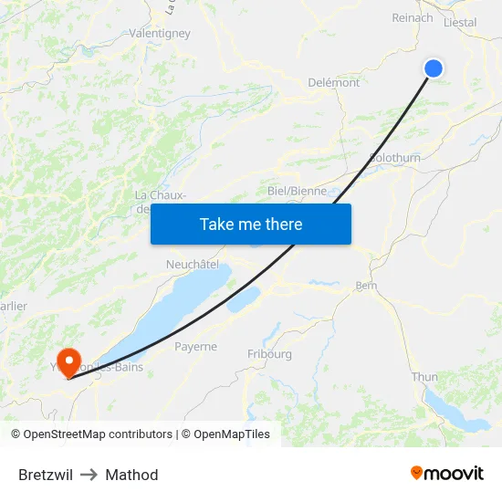 Bretzwil to Mathod map