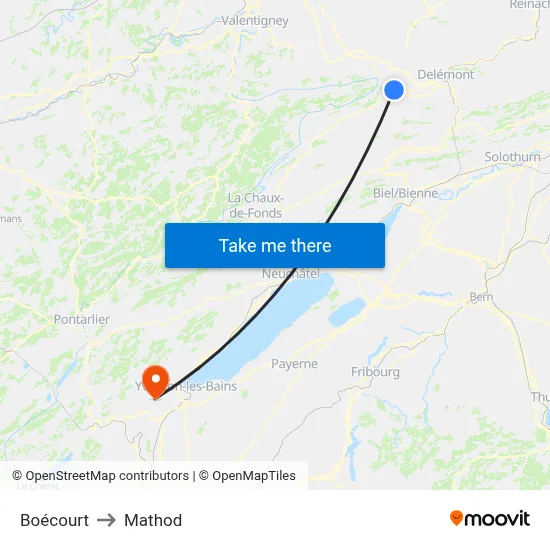 Boécourt to Mathod map