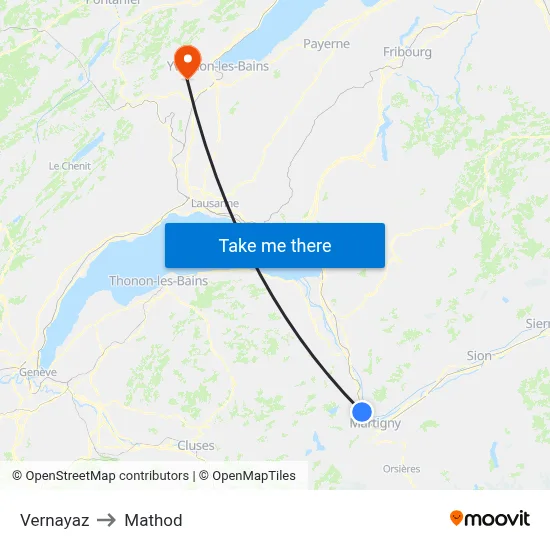 Vernayaz to Mathod map