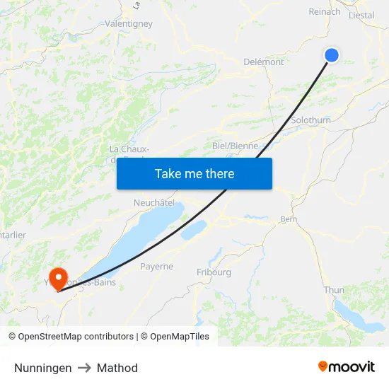 Nunningen to Mathod map