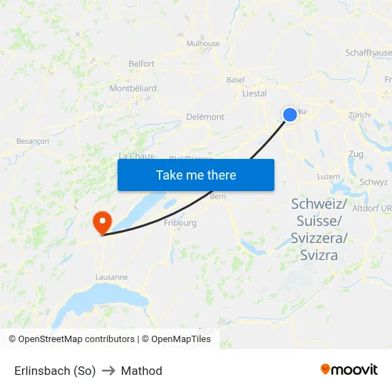 Erlinsbach (So) to Mathod map