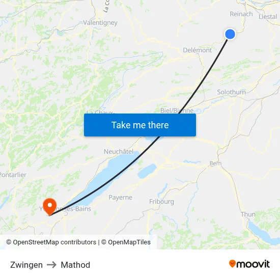 Zwingen to Mathod map