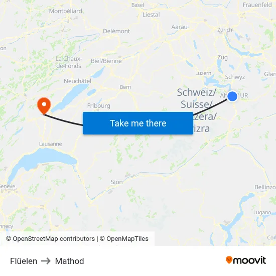 Flüelen to Mathod map