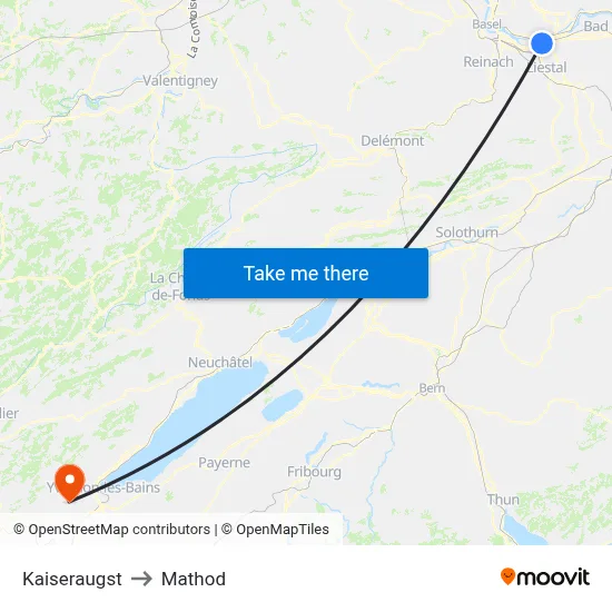 Kaiseraugst to Mathod map