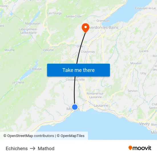 Echichens to Mathod map