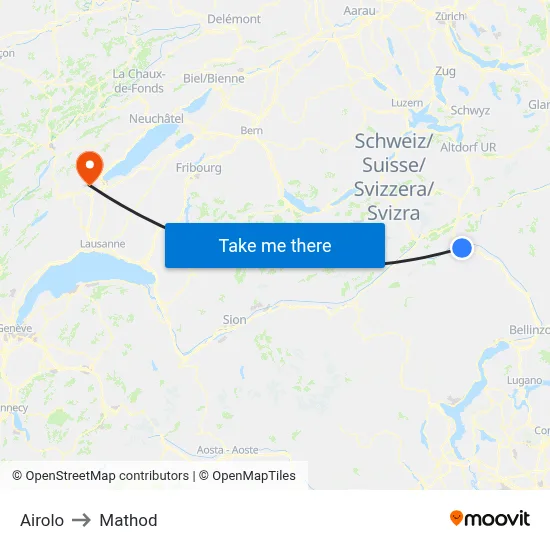 Airolo to Mathod map