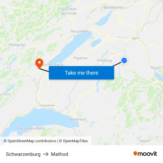 Schwarzenburg to Mathod map