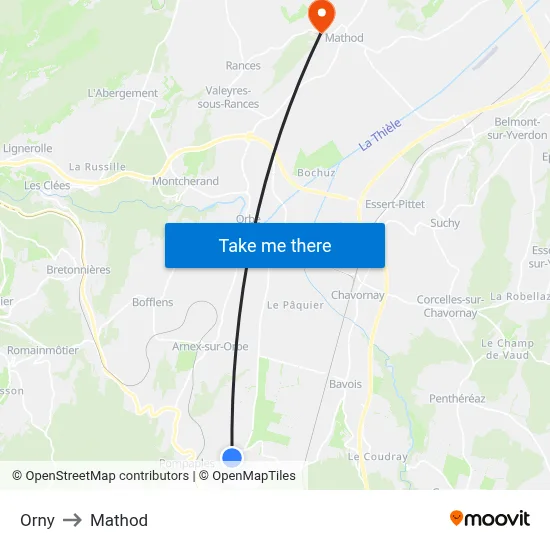 Orny to Mathod map