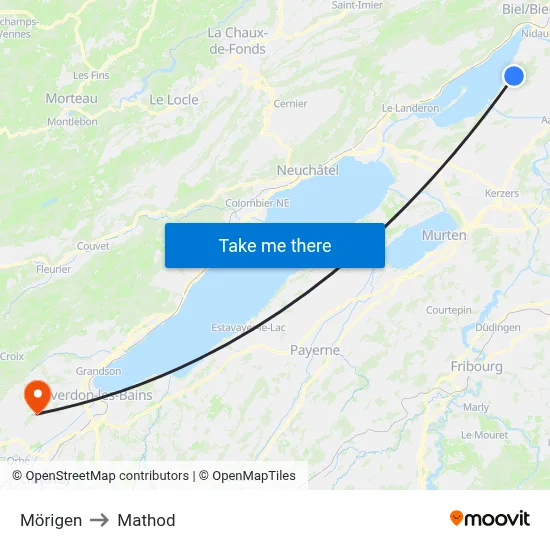 Mörigen to Mathod map