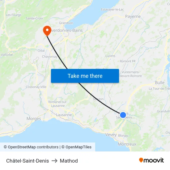 Châtel-Saint-Denis to Mathod map