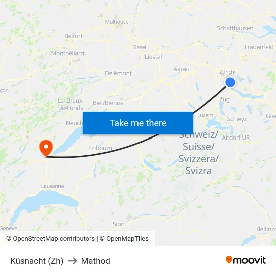 Küsnacht (Zh) to Mathod map