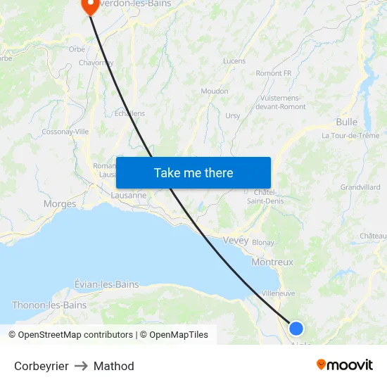 Corbeyrier to Mathod map