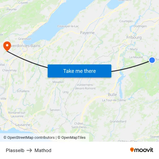 Plasselb to Mathod map