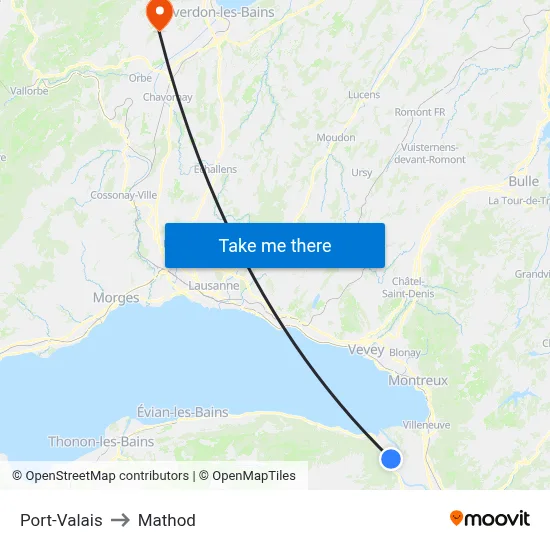 Port-Valais to Mathod map