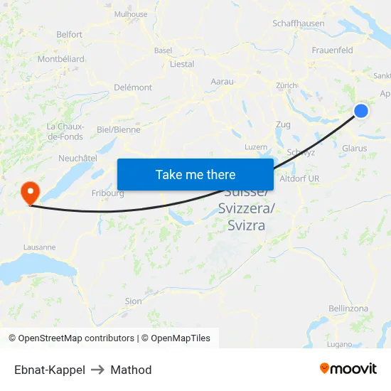 Ebnat-Kappel to Mathod map