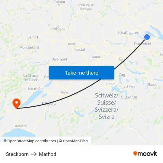 Steckborn to Mathod map