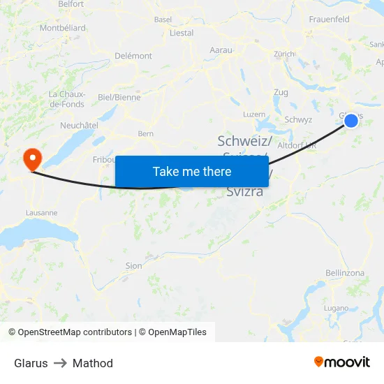 Glarus to Mathod map