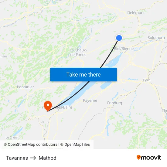 Tavannes to Mathod map