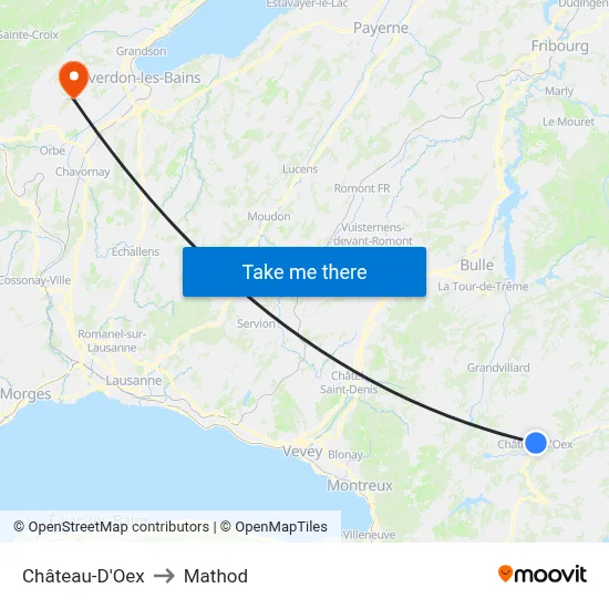 Château-D'Oex to Mathod map