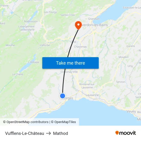 Vufflens-Le-Château to Mathod map