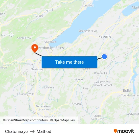 Châtonnaye to Mathod map