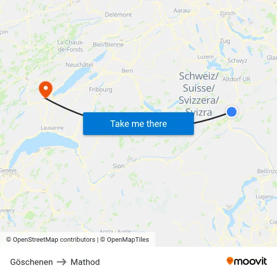 Göschenen to Mathod map