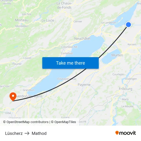 Lüscherz to Mathod map
