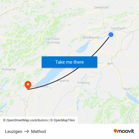 Leuzigen to Mathod map
