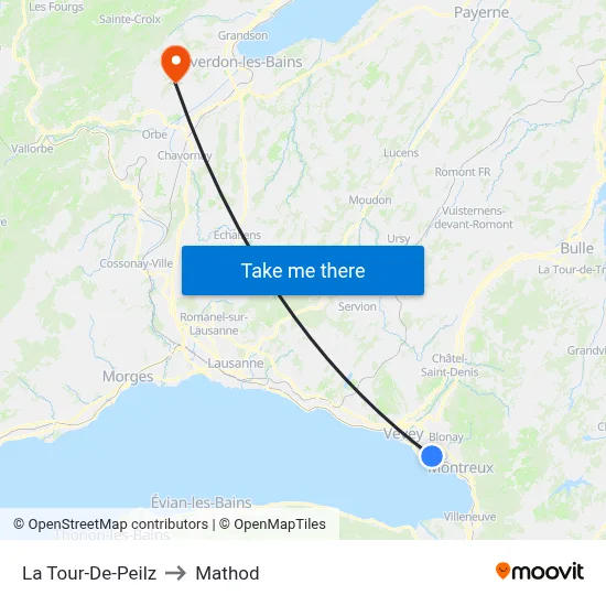 La Tour-De-Peilz to Mathod map