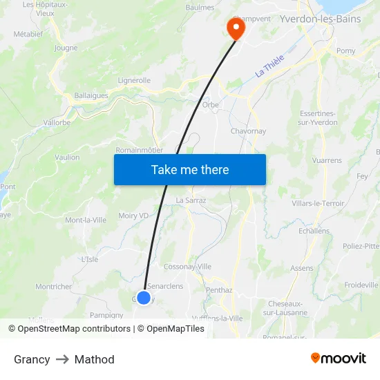 Grancy to Mathod map
