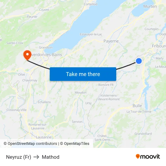 Neyruz (Fr) to Mathod map