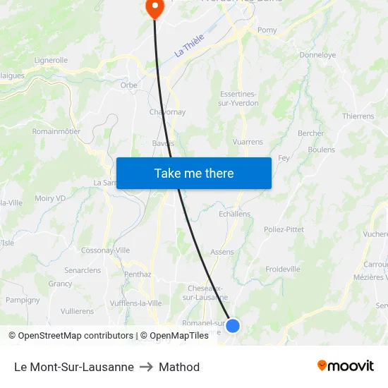 Le Mont-Sur-Lausanne to Mathod map