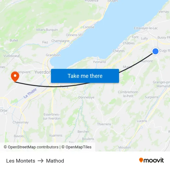 Les Montets to Mathod map