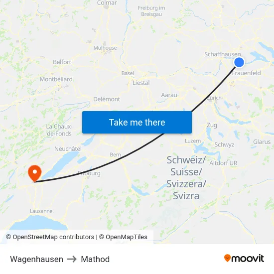 Wagenhausen to Mathod map