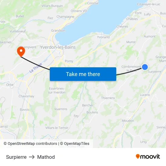 Surpierre to Mathod map