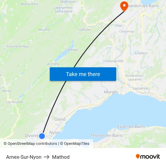 Arnex-Sur-Nyon to Mathod map