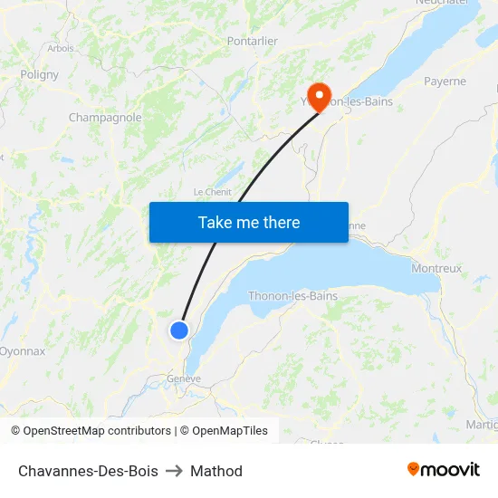 Chavannes-Des-Bois to Mathod map