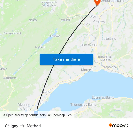 Céligny to Mathod map