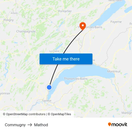 Commugny to Mathod map