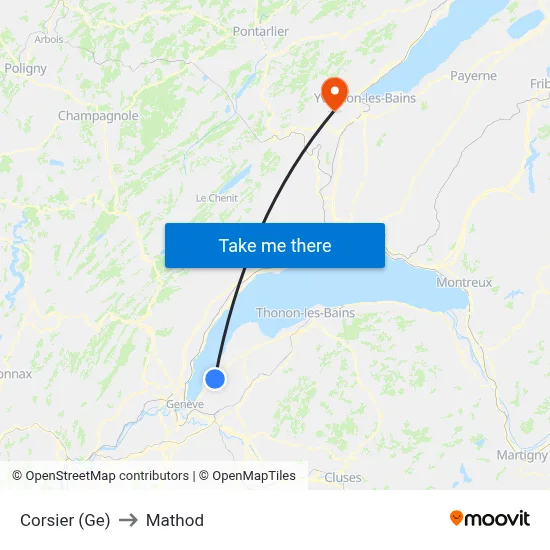 Corsier (Ge) to Mathod map