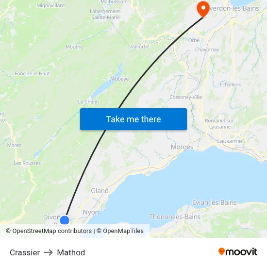 Crassier to Mathod map