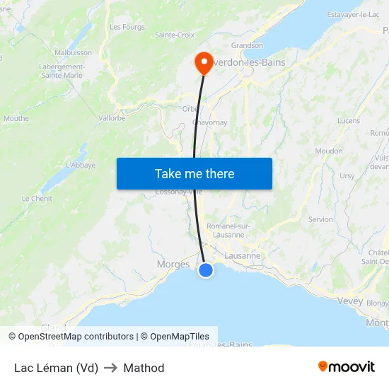 Lac Léman (Vd) to Mathod map