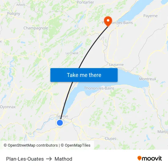 Plan-Les-Ouates to Mathod map