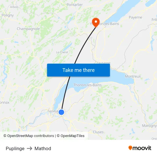 Puplinge to Mathod map