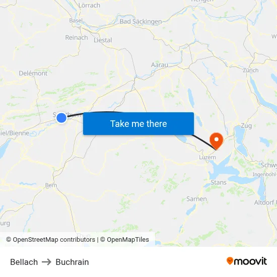 Bellach to Buchrain map