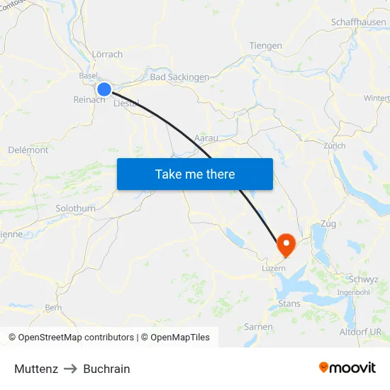 Muttenz to Buchrain map