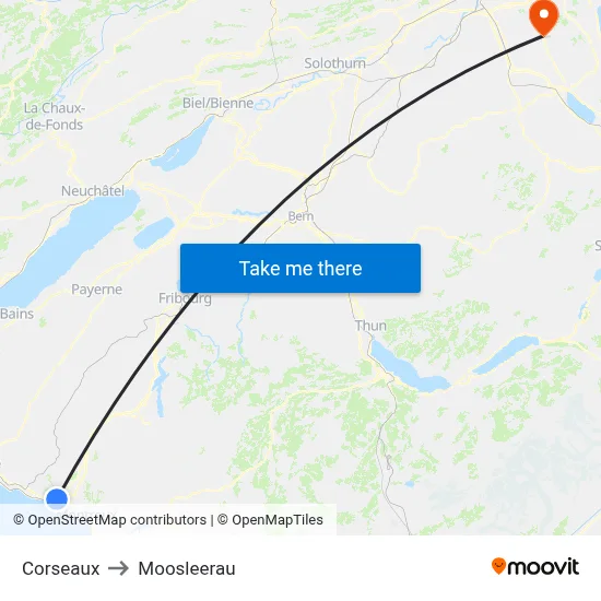 Corseaux to Moosleerau map