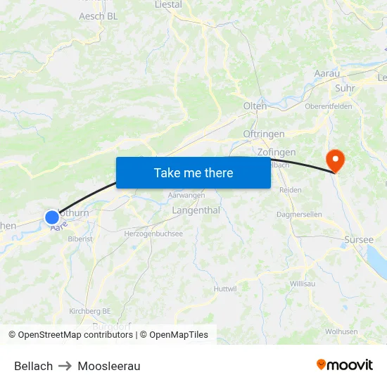 Bellach to Moosleerau map