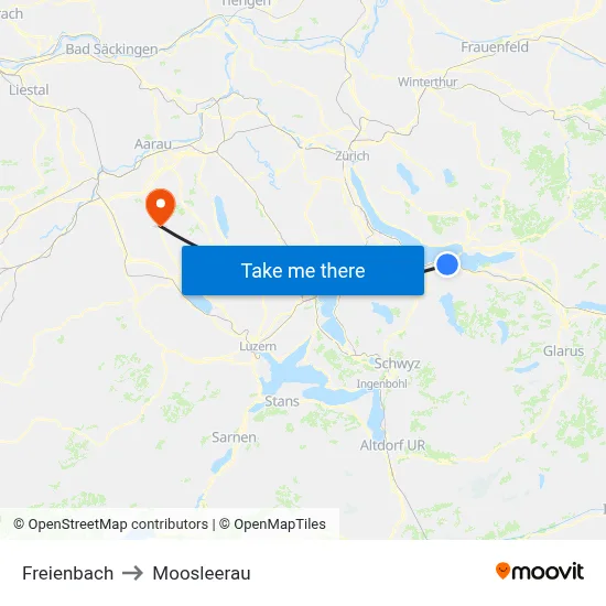 Freienbach to Moosleerau map